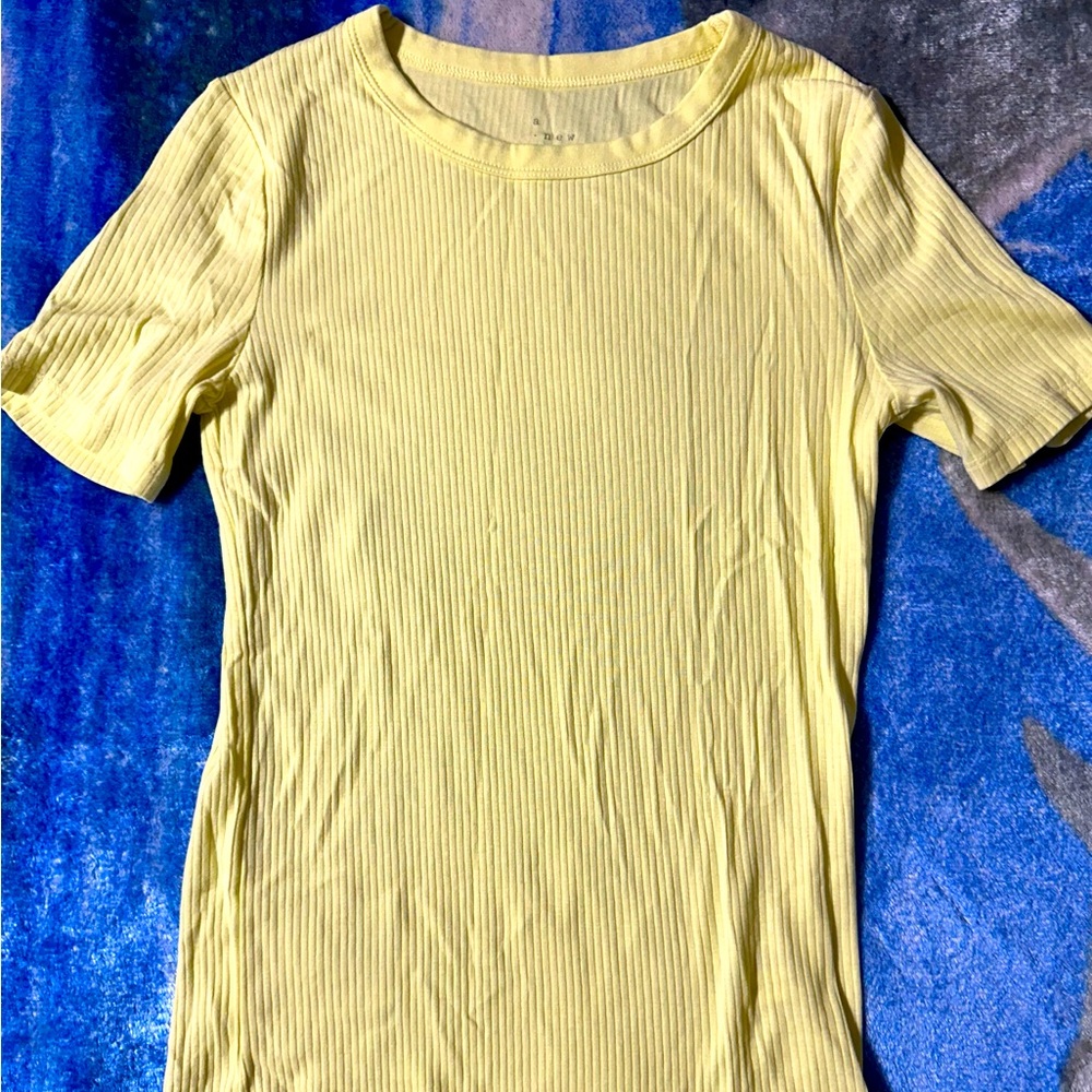 a new day Sunny Yellow Ribbed Short Sleeve Tee